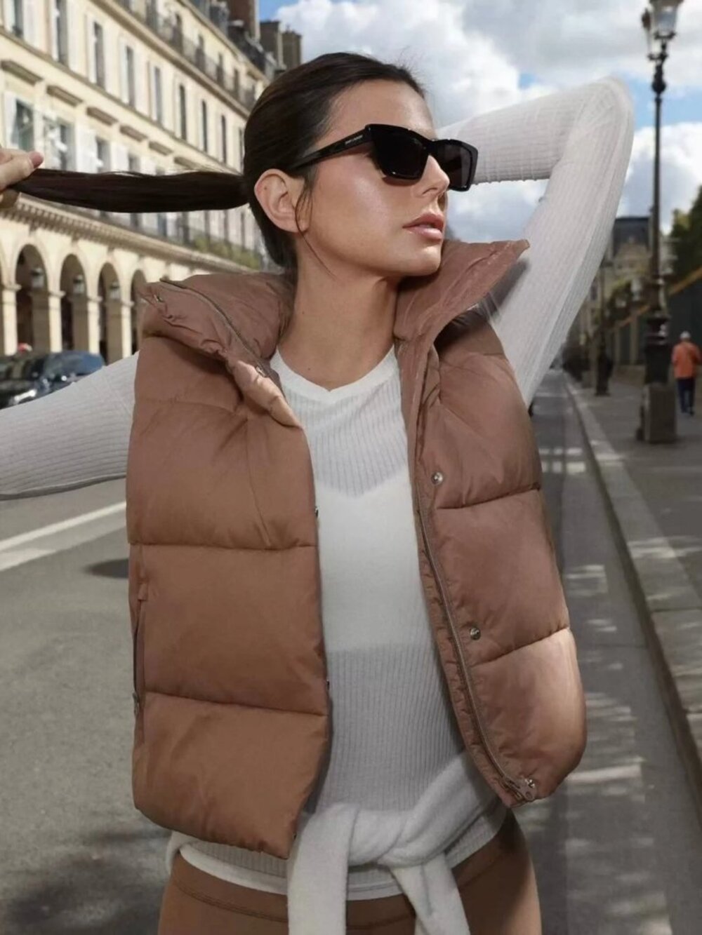 Used Alo Gold Rush Puffer Vest in Toasted Almond